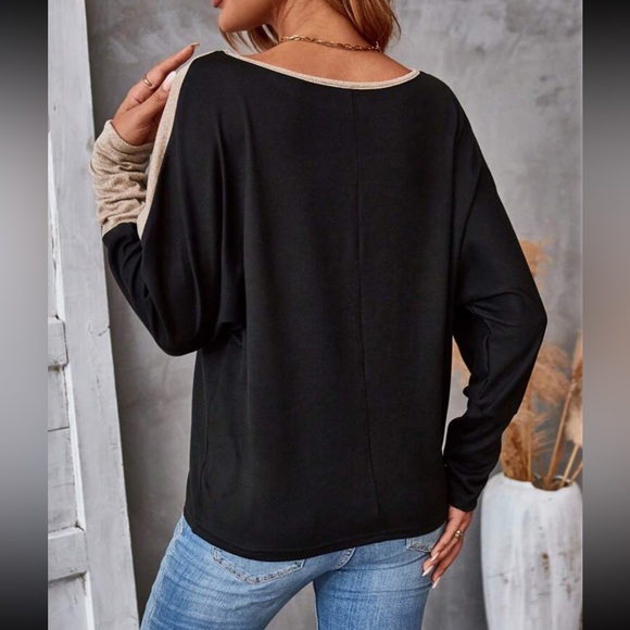 Boho two tone batwing sleeve blouse - Picture 2 of 6